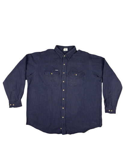 Carhartt Vintage S06 NVY Blue Heavy Cotton Work Shirt 2XL Tall USA
