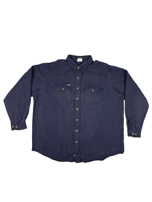 Carhartt Vintage S06 NVY Blue Heavy Cotton Work Shirt 2XL Tall USA
