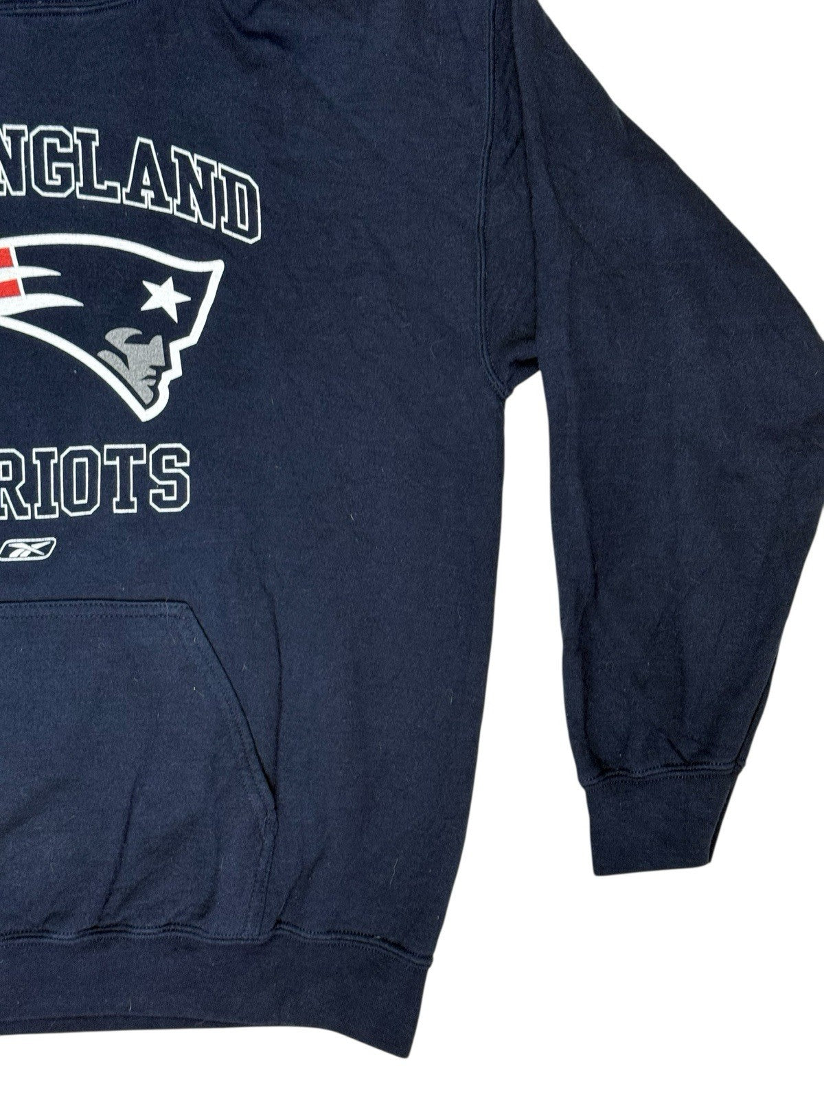 NFL New England Patriots Blue Printed American Football Hoodie Medium