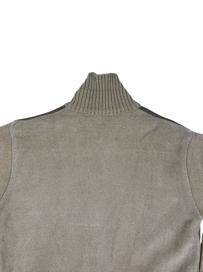 Galvanize Brown Beige Knit Zip Jumper Jacket Large