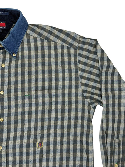 Tommy Hilfiger Blue Check Retro Collared Shirt Large