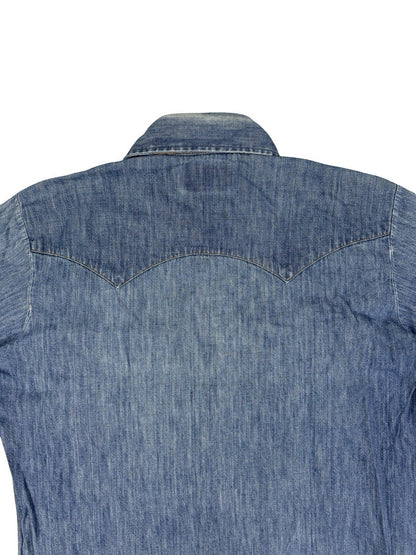 Levi's Vintage 70s Orange Tab Blue Chambray Pearl Snap Western Work Shirt Medium