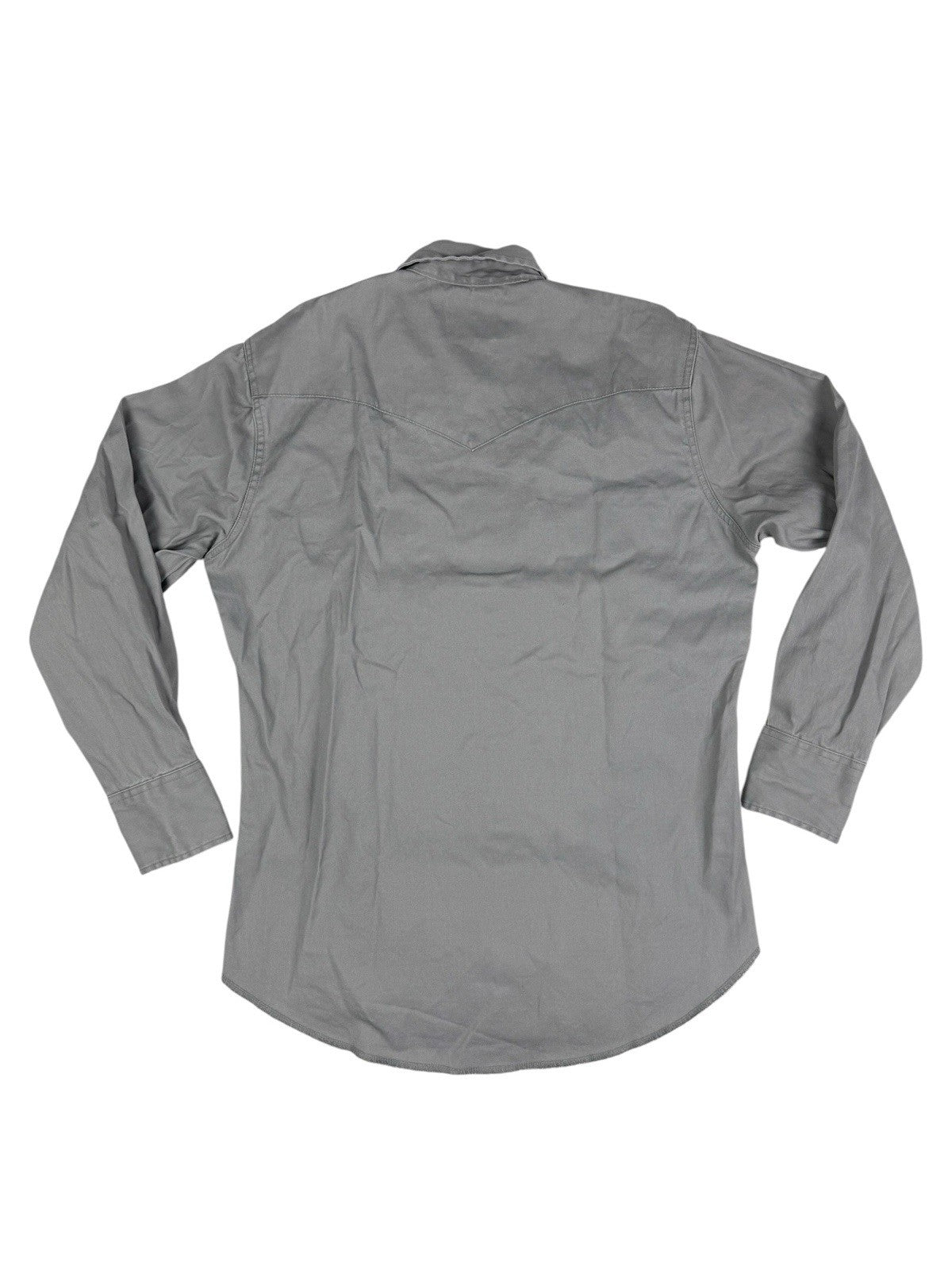 Wrangler Grey Cowboy Cut Pearl Snap Firm Twill Work Shirt Medium