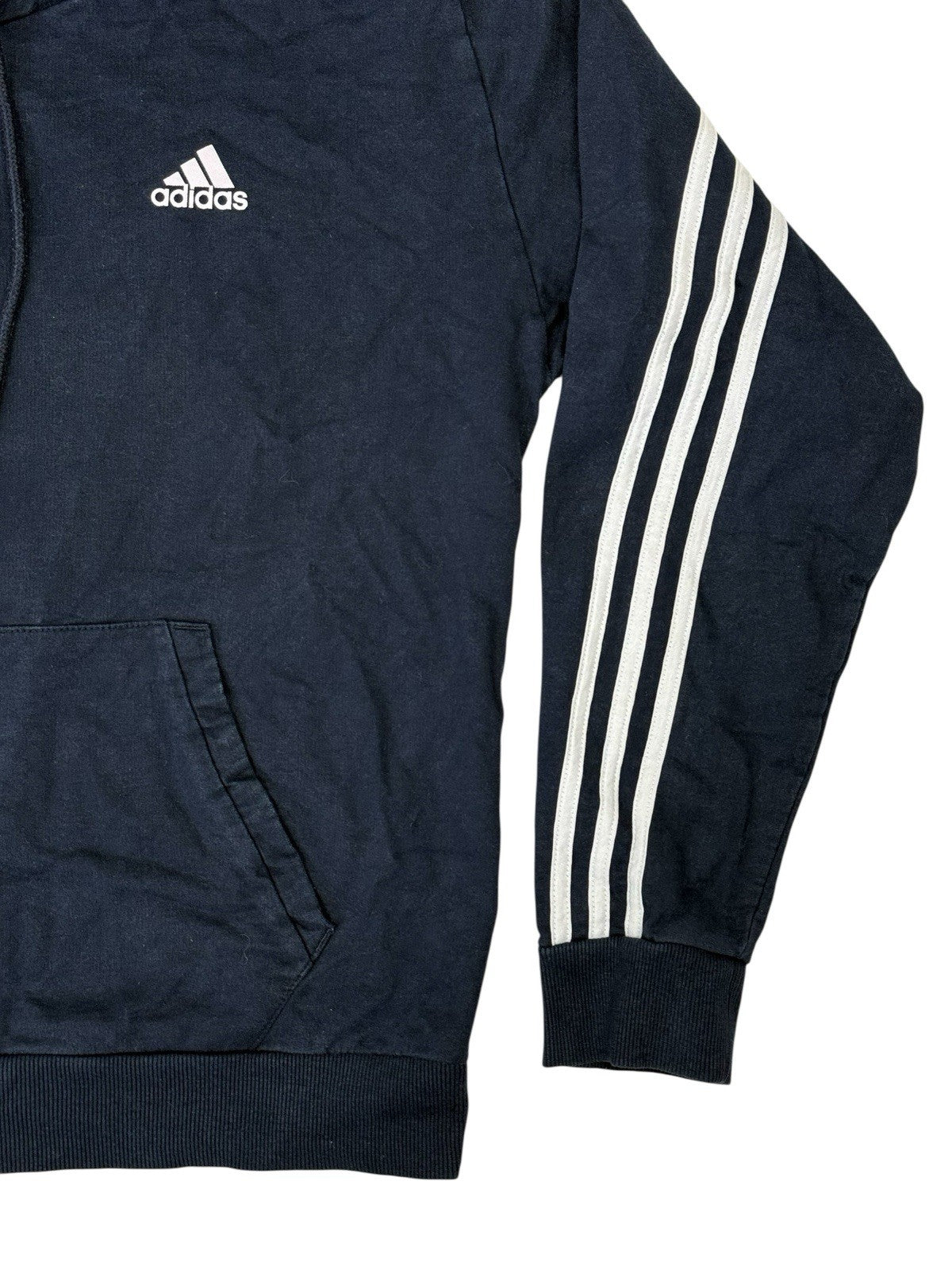 Adidas Blue 3 Stripe Hoodie Medium
