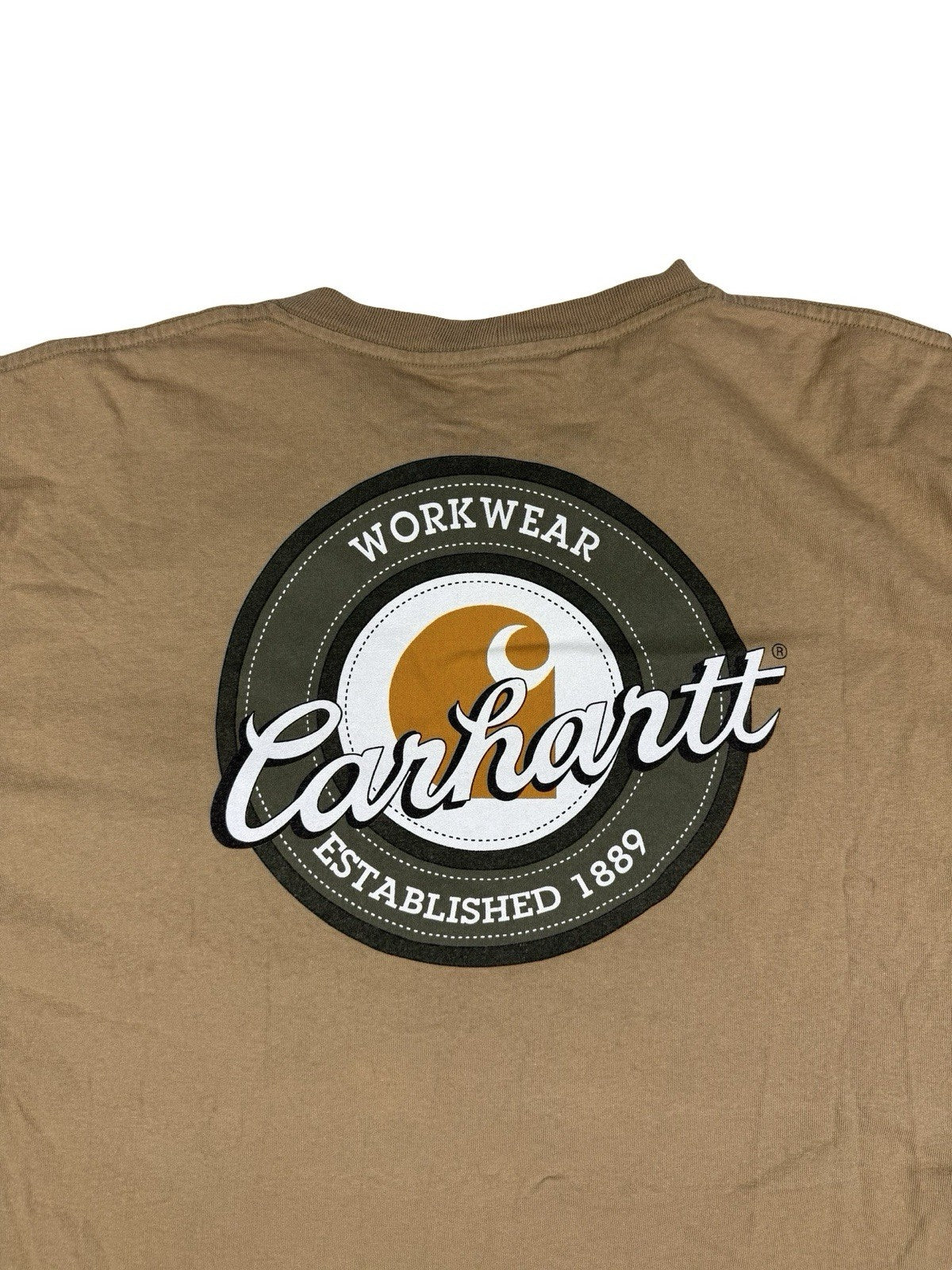 Carhartt Retro Beige Printed Workwear Short Sleeve Top 2XL