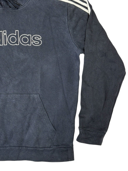 Adidas Blue Spell Out Print Logo Hoodie Medium