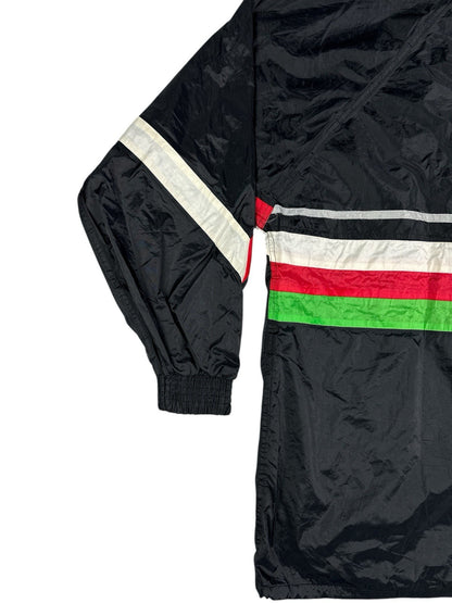 Adidas Vintage Black Hooded Striped Zip Track Jacket Large