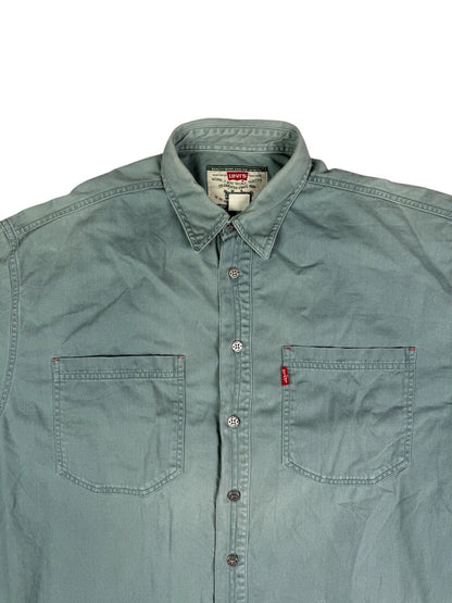 Levi's Vintage 90's Teal Green Button Up Western Cotton Denim Shirt Large