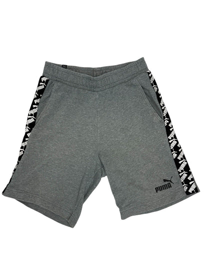 Puma Grey Tape Logo Cotton Blend Shorts Small