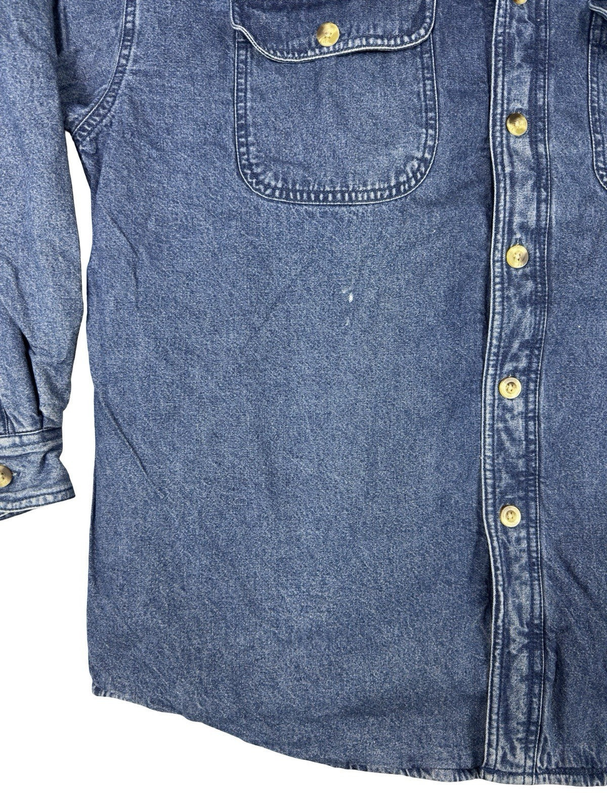 Sun River Vintage Blue Denim Fleece Lined Shirt Jacket Large