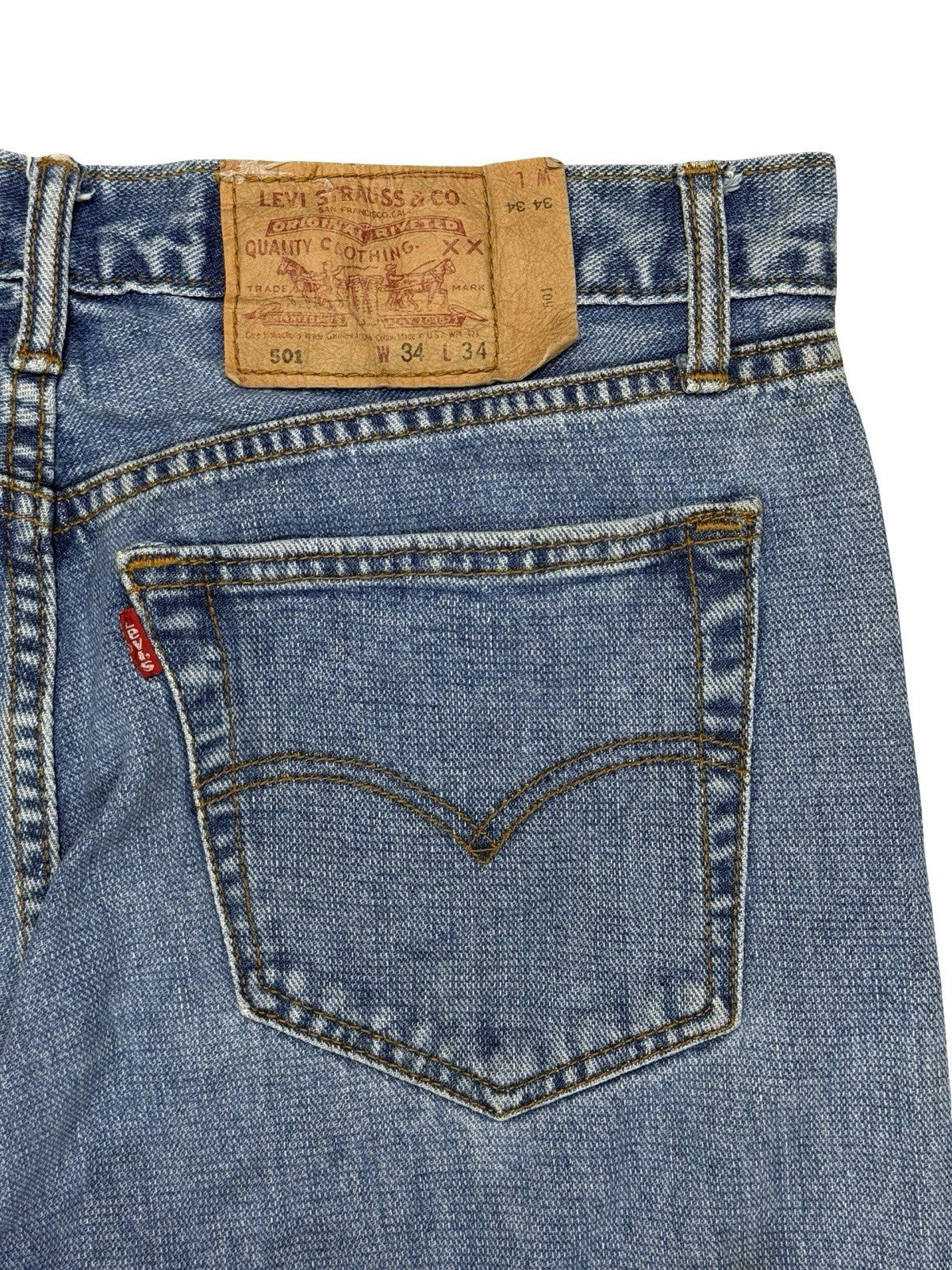 Levi's 501 Vintage Relaxed Fit Tapered Leg Blue Denim Jeans 34W 34L USA