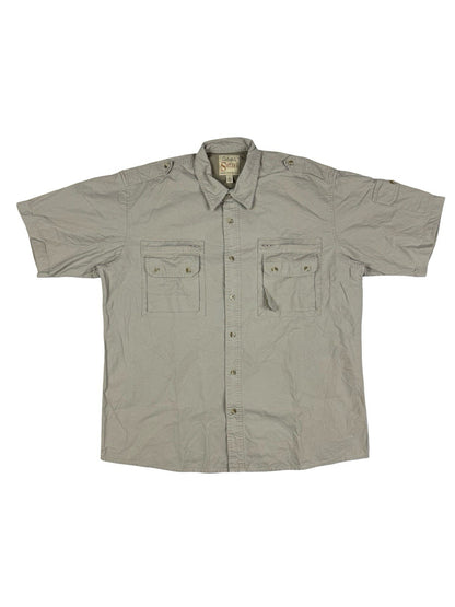Cabela's Vintage Beige Safari Series Short Sleeve Cargo Shirt Large