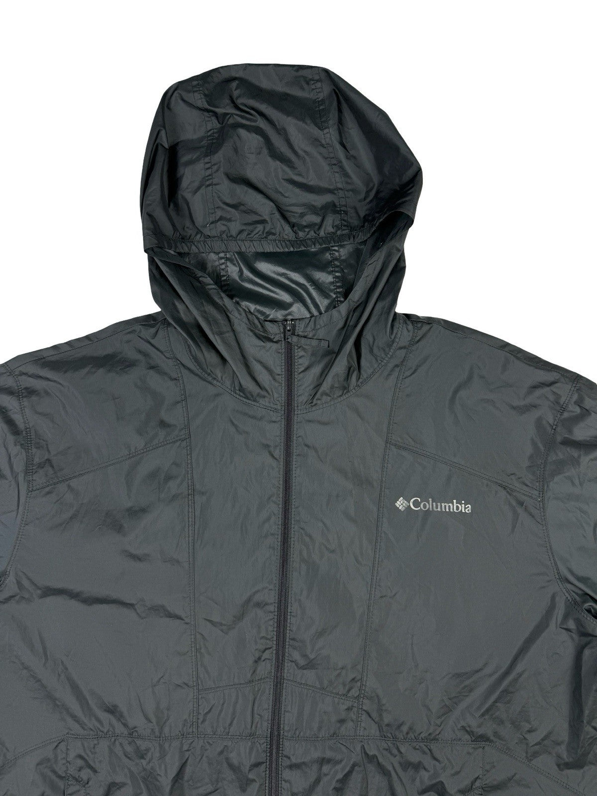 Columbia Grey Polyester Hooded Zip Rain Jacket XL