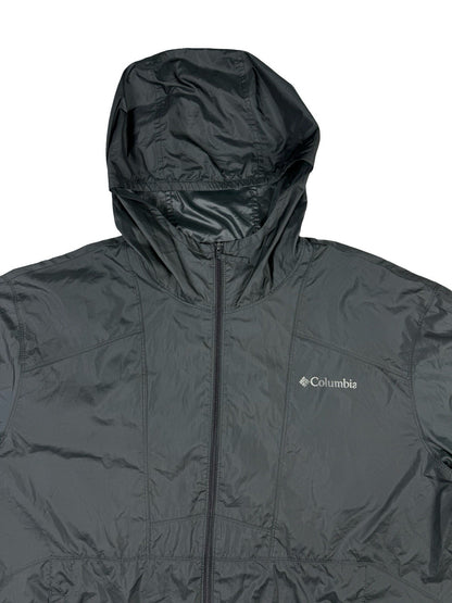 Columbia Grey Polyester Hooded Zip Rain Jacket XL