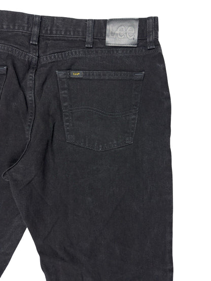 Lee Classic Regular Fit Straight Leg Black Denim Jeans 38W 29L