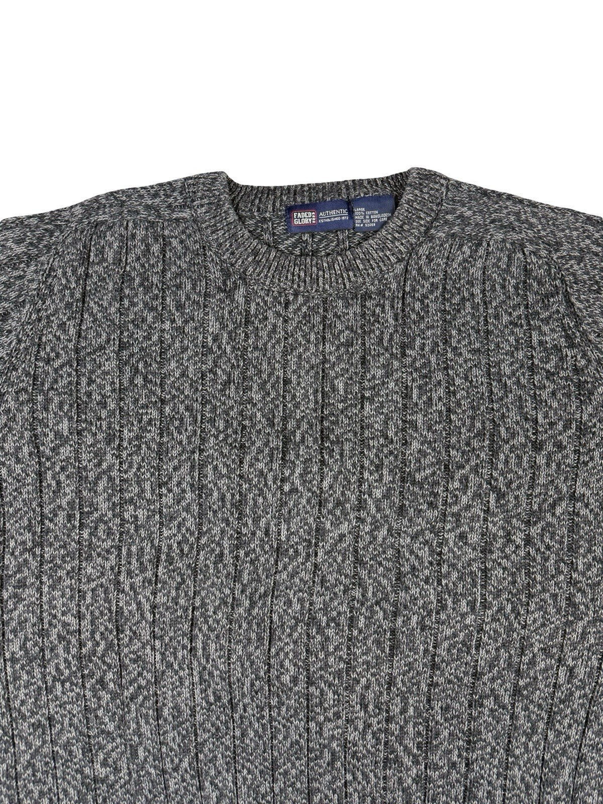 Faded Glory Heather Grey Cotton Knit Jumper Large
