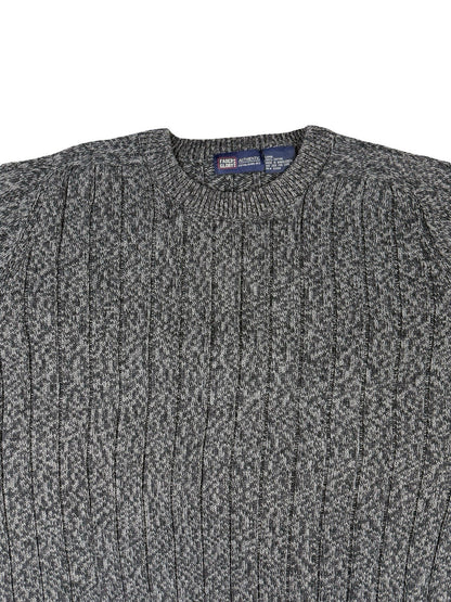 Faded Glory Heather Grey Cotton Knit Jumper Large