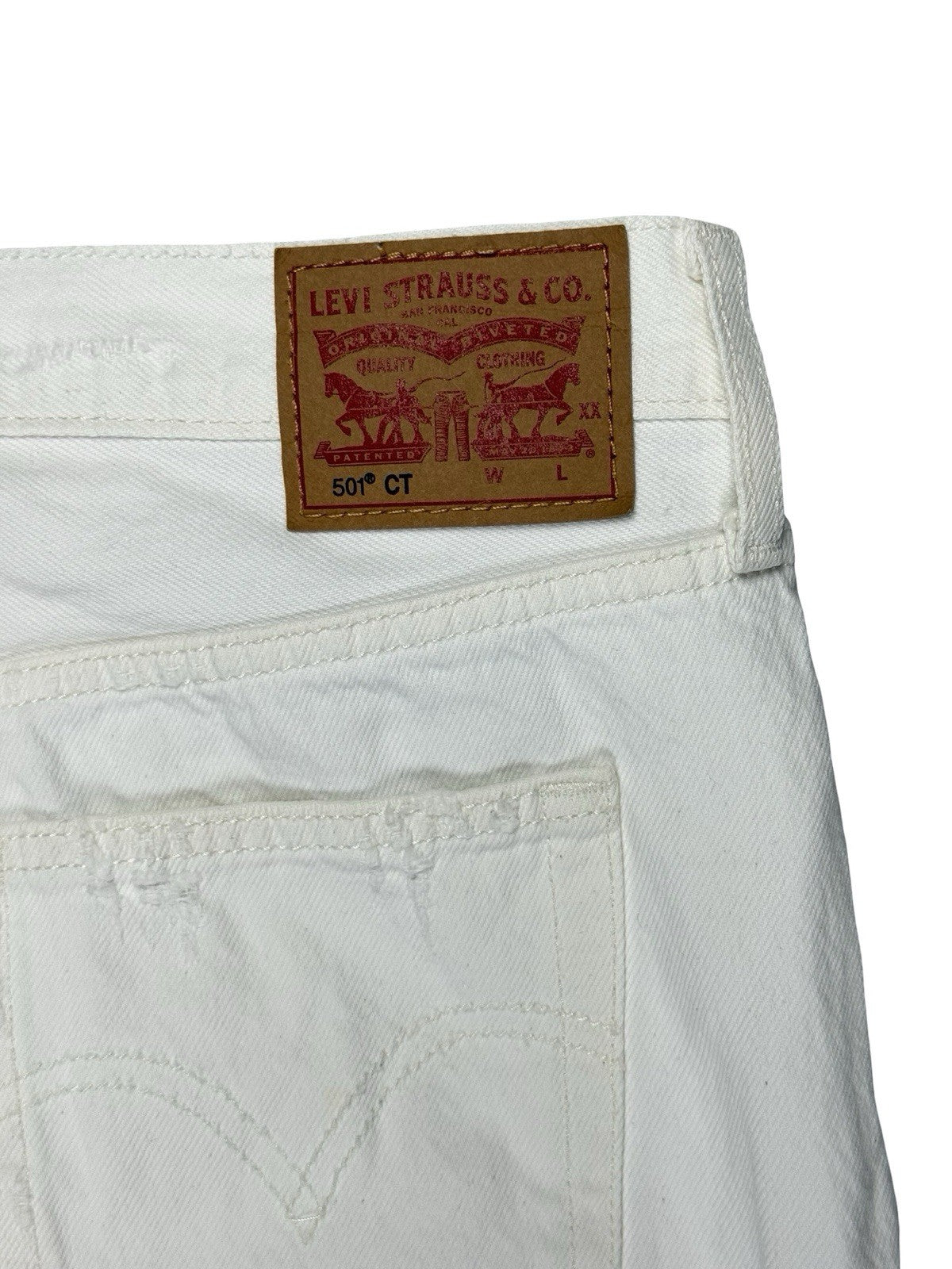 Levi's 501 CT White Distressed Denim Jeans 28W 32L