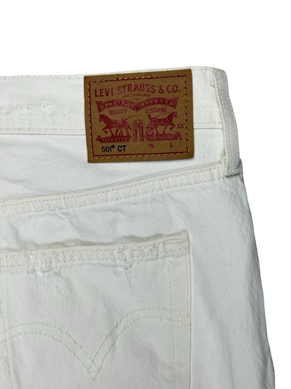 Levi's 501 CT White Distressed Denim Jeans 28W 32L