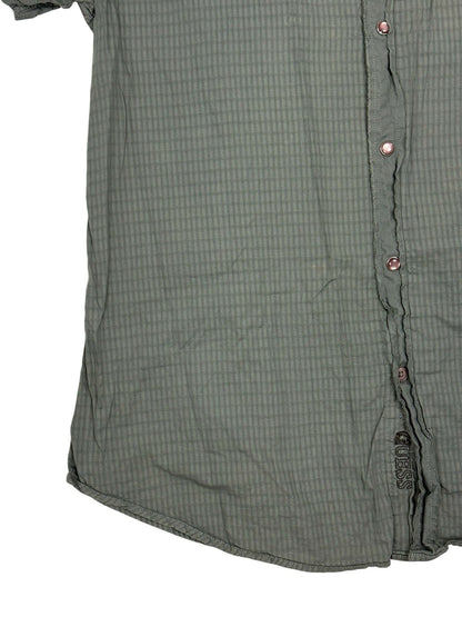 GUESS Green Embroidered One World Collared Shirt Large