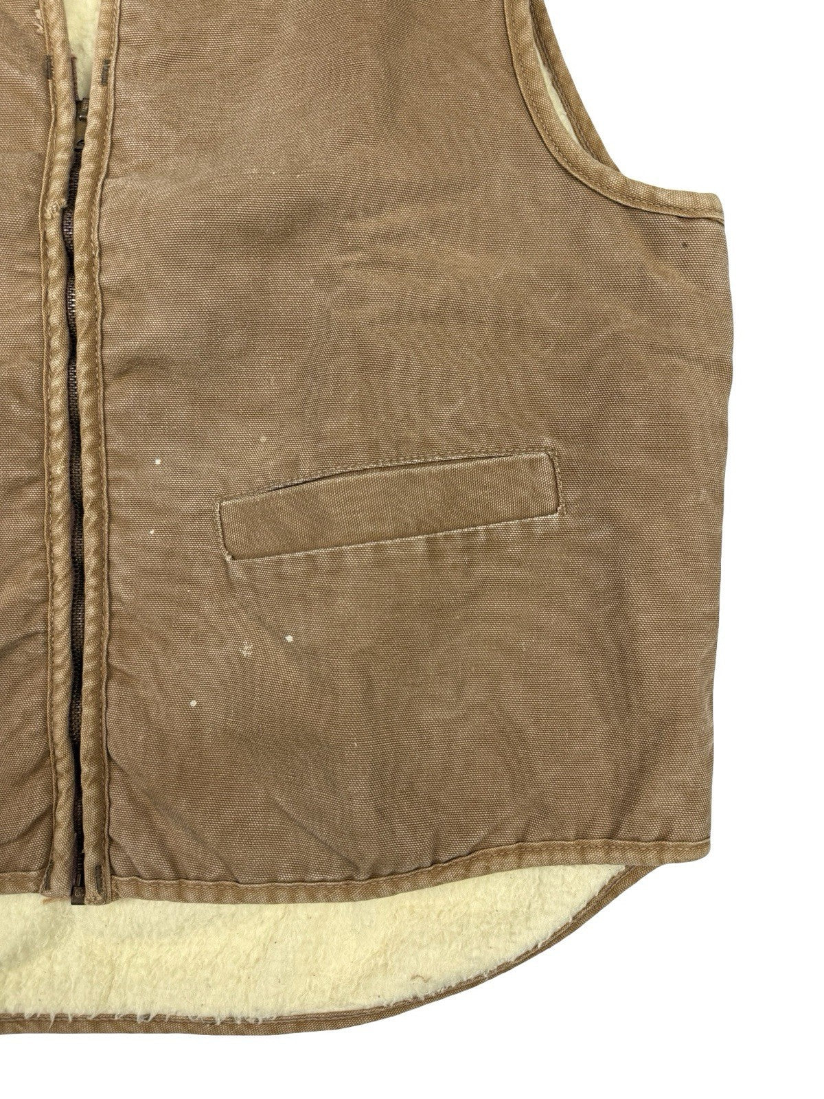 Carhartt Sherpa Lined 90s Beige Work Vest Gilet Body Warmer Large