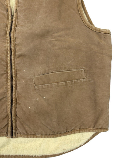 Carhartt Sherpa Lined 90s Beige Work Vest Gilet Body Warmer Large