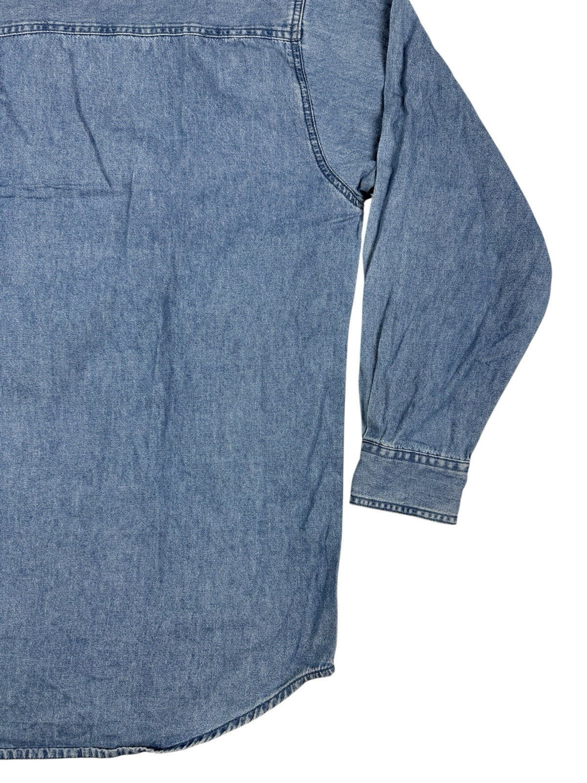Wrangler Hero Retro Blue Denim Long Sleeve Cotton Work Shirt Medium