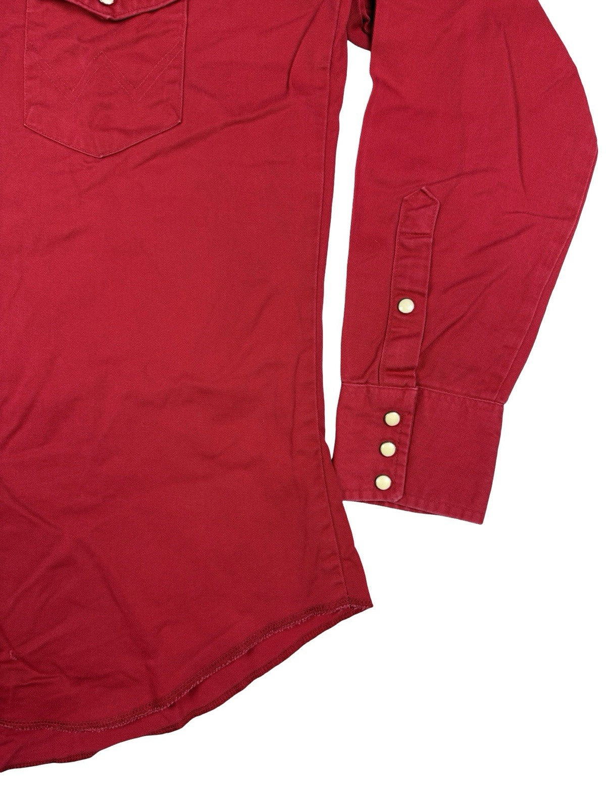 Wrangler Vintage 90s Red Pearl Snap Cowboy Shirt Large Long Tails Made in USA