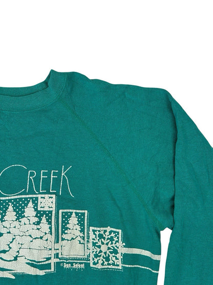 Vintage Green Printed Christmas Graphic Jumper XL