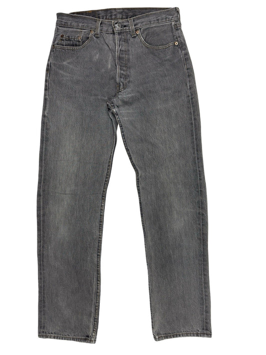 Levi's 501 Vintage Grey Straight Leg Button Fly Denim Jeans 32W 32L Made in UK