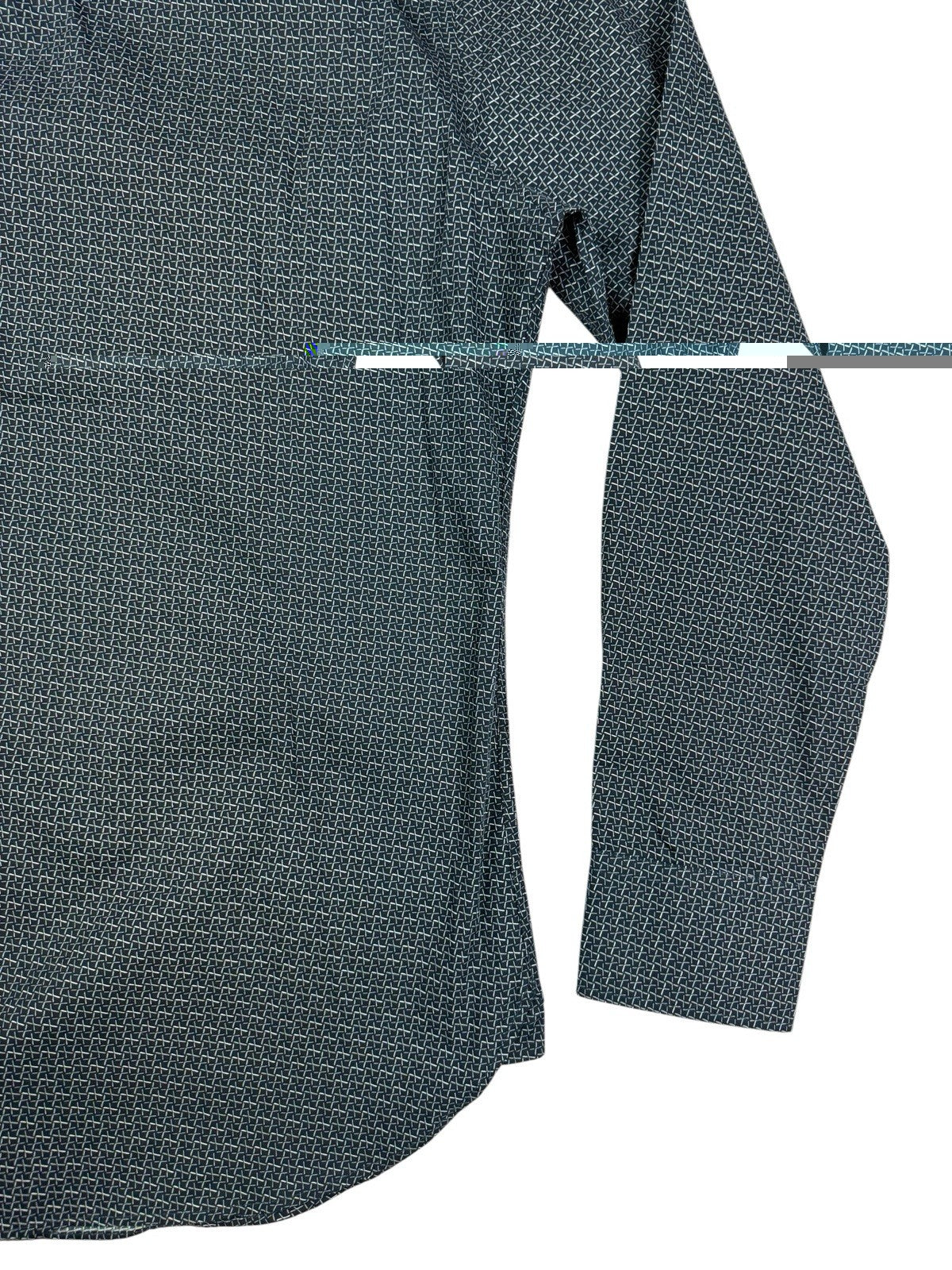 Gianni Feraud Blue Geometric Pattern Slim Fit Dress Shirt Medium (16in Collar)