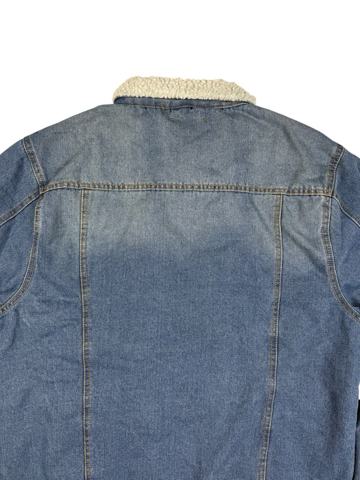 Brooklyn Cloth Retro Blue Shearling Lined Trucker Jacket Large