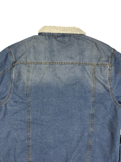 Brooklyn Cloth Retro Blue Shearling Lined Trucker Jacket Large