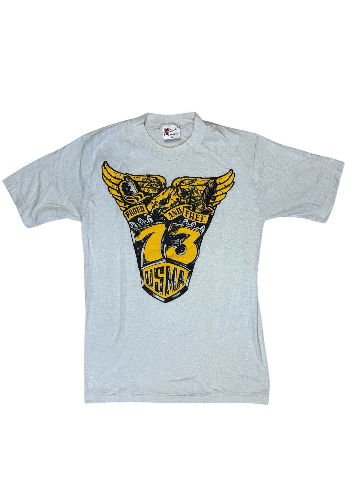 Tournament Apparel Vintage USMA Class of 73 White Print Top Medium
