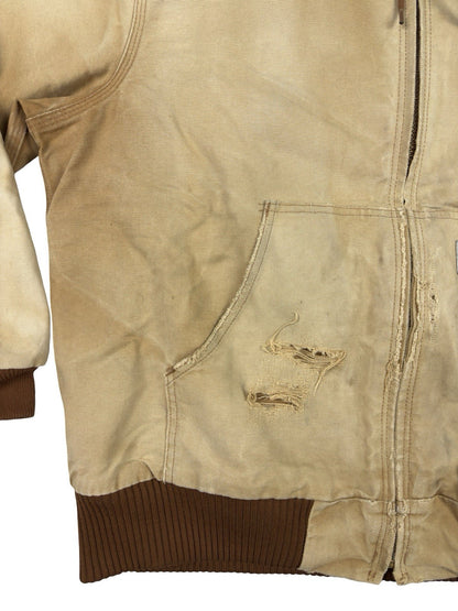 Carhartt J140 Brown Hooded Active Zip Workwear Jacket Large Regular