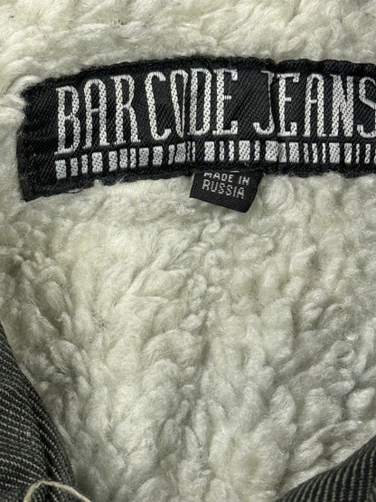 Barcode Jeans Grey Denim Y2K Sherpa Lined Utility Jacket XL