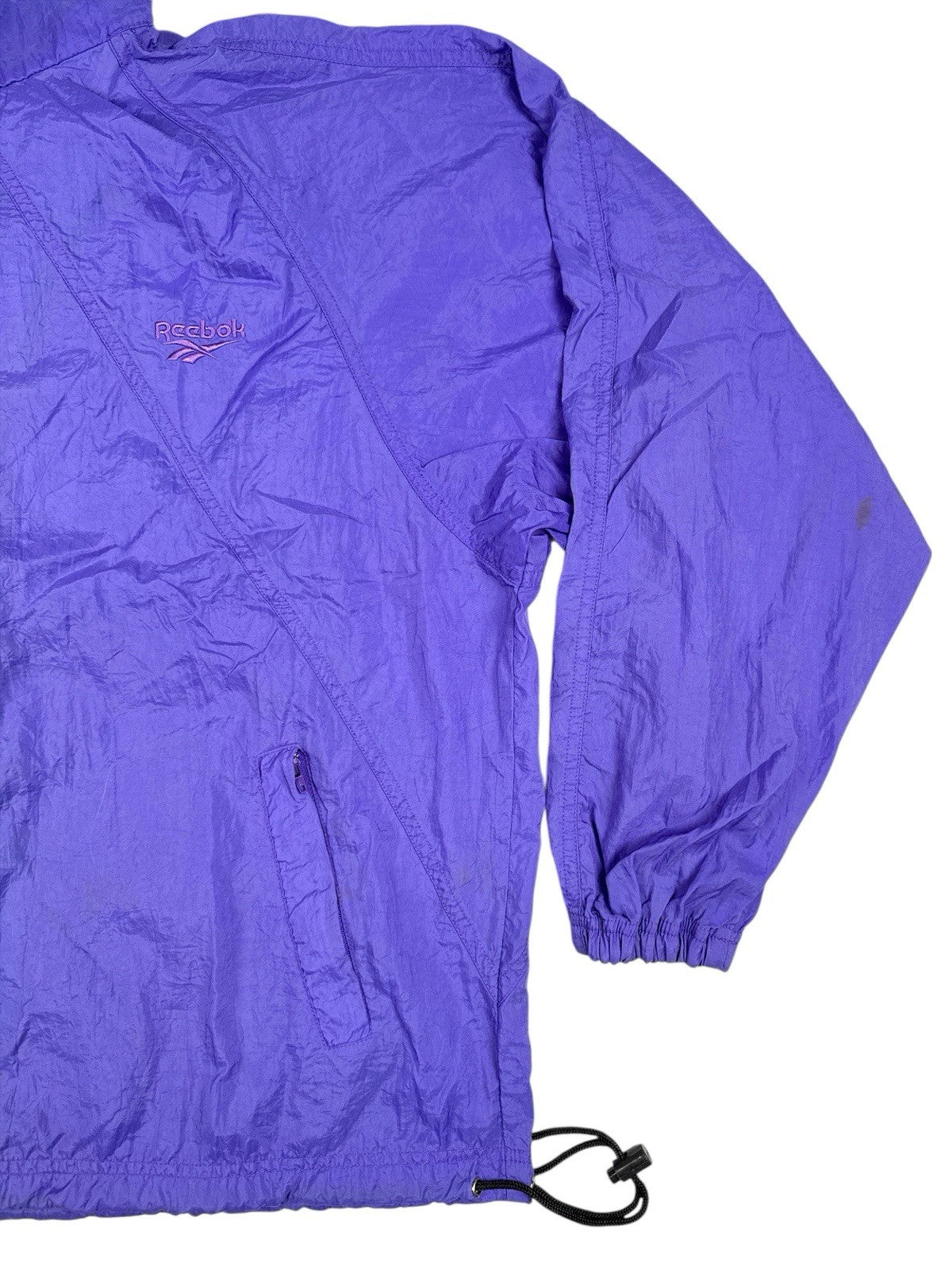 Reebok Retro Purple Nylon Zip Track Jacket Large