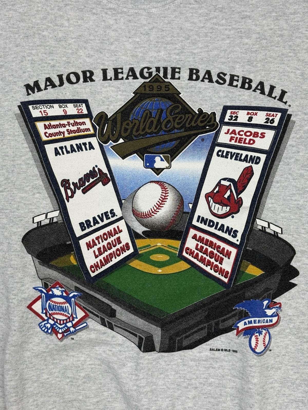 MLB Grey World Series 1995 Atlanta Braves Cleveland Indians Jumper XL
