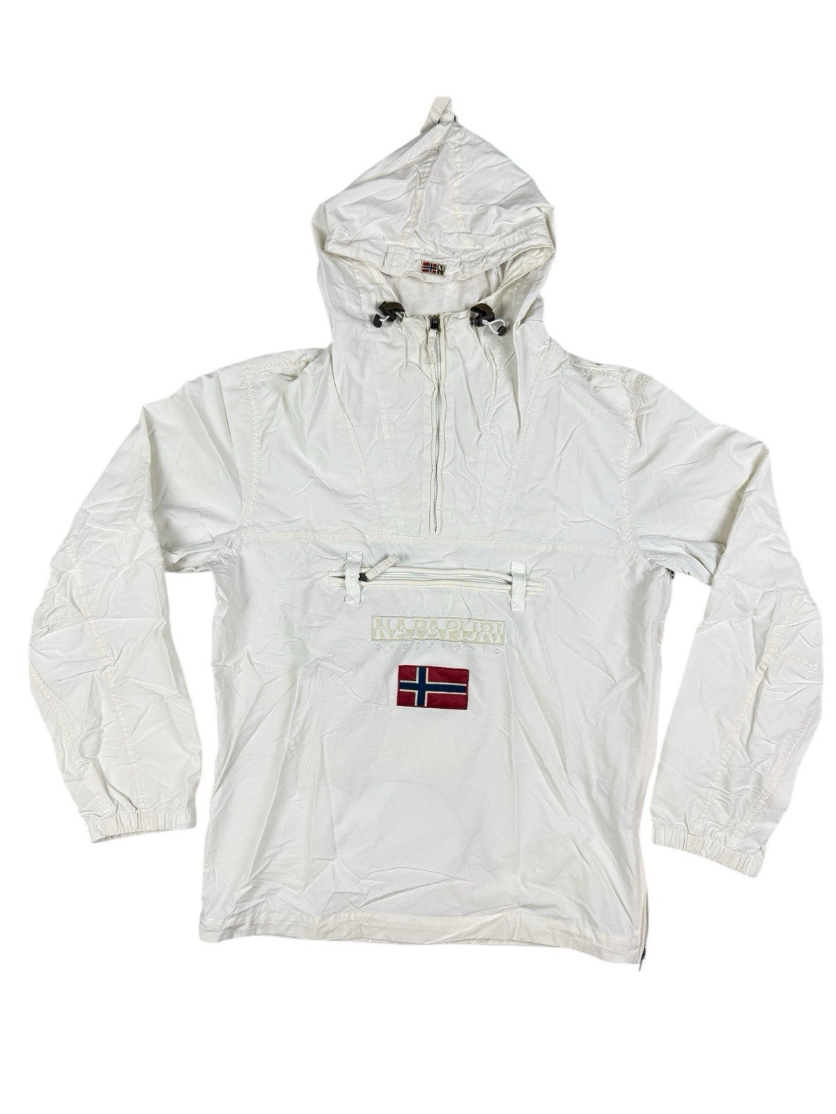 Napapijri Geographic White Retro 1/4 Zip Hooded Anorak Jacket Small