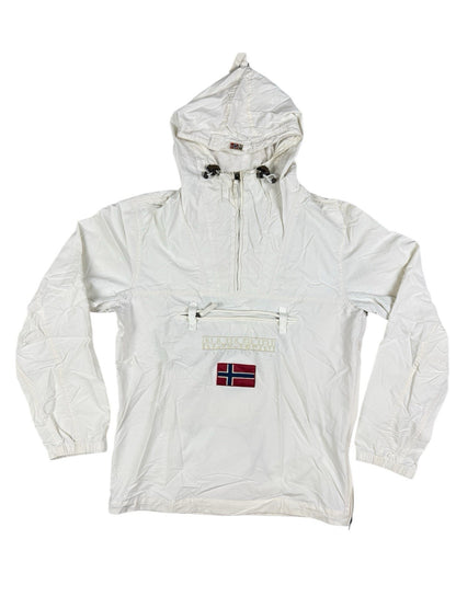 Napapijri Geographic White Retro 1/4 Zip Hooded Anorak Jacket Small