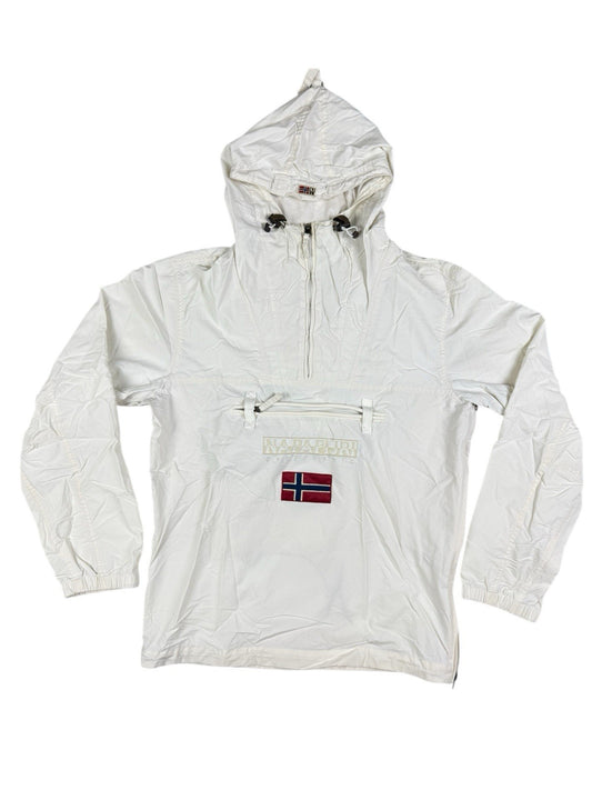 Napapijri Geographic White Retro 1/4 Zip Hooded Anorak Jacket Small