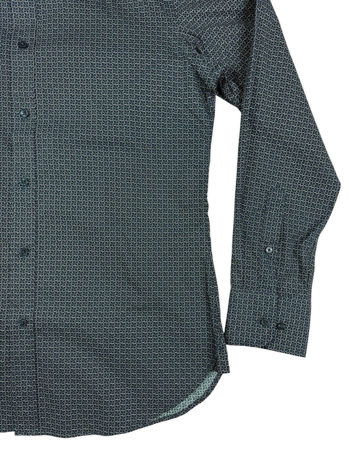 Gianni Feraud Blue Geometric Pattern Slim Fit Dress Shirt Medium (16in Collar)