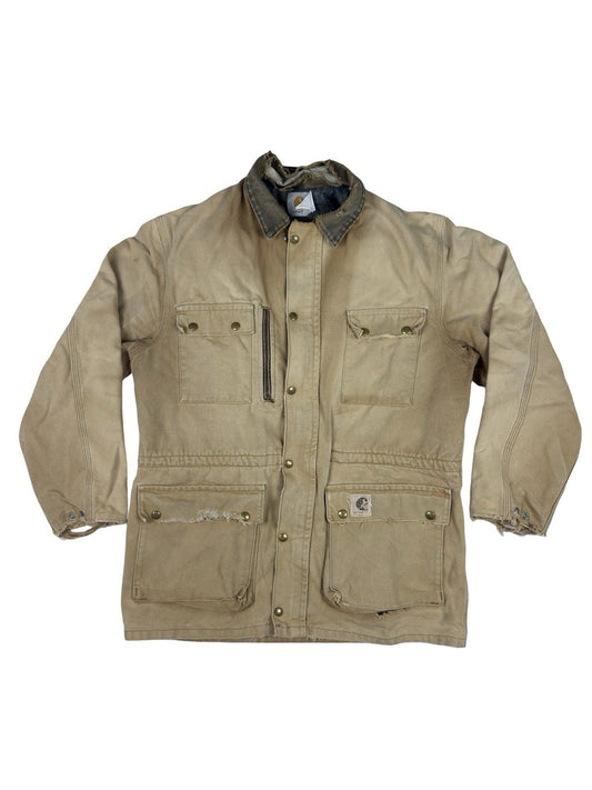 Carhartt PB1321 Tan Washed Duck Trail Parka Blanket Lined 90s Jacket Large