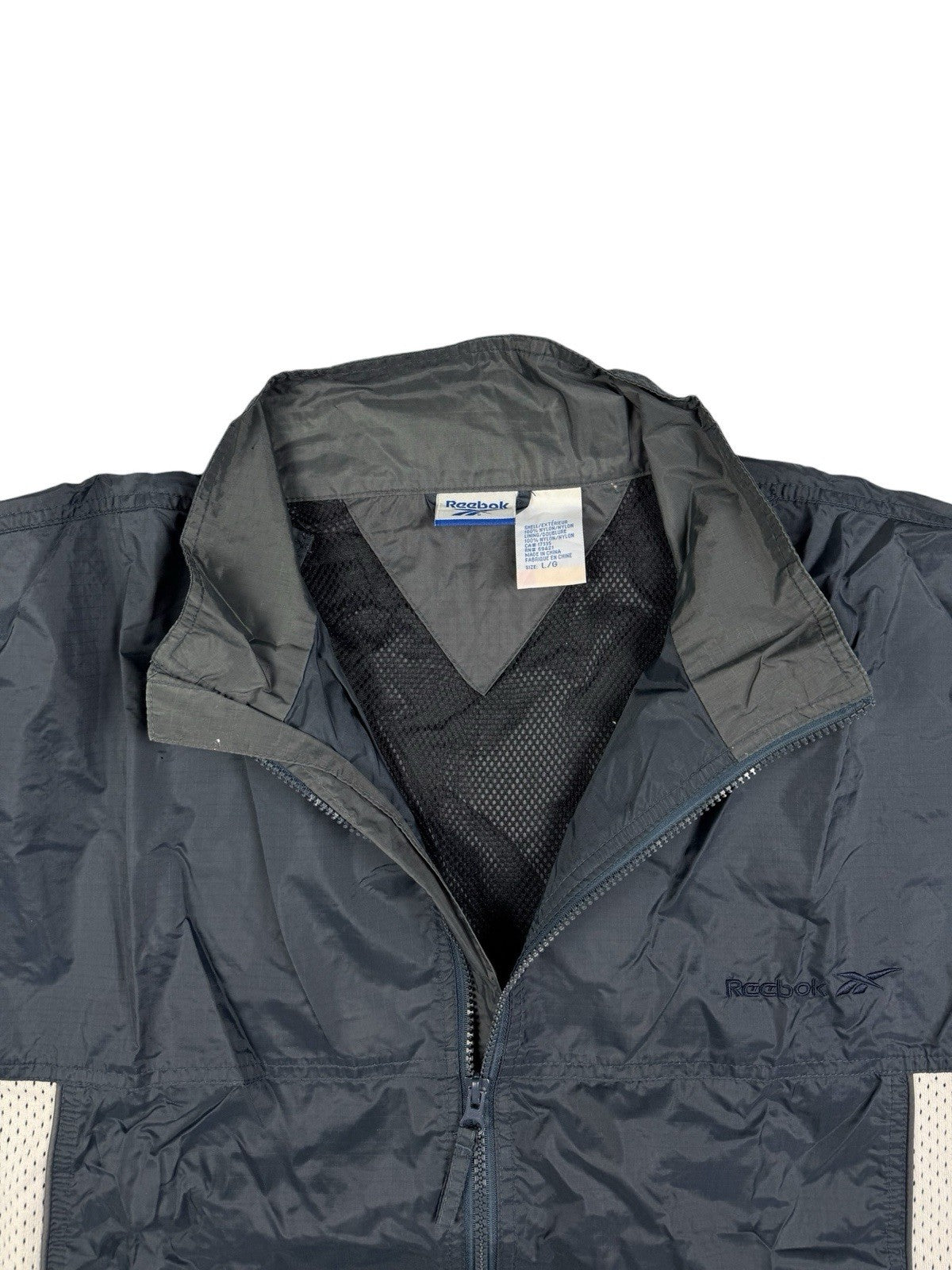 Reebok Retro Blue Nylon Zip Y2K Track Jacket Windbreaker Large