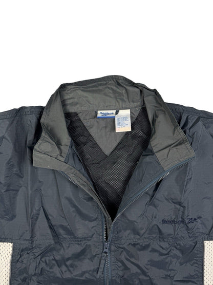 Reebok Retro Blue Nylon Zip Y2K Track Jacket Windbreaker Large