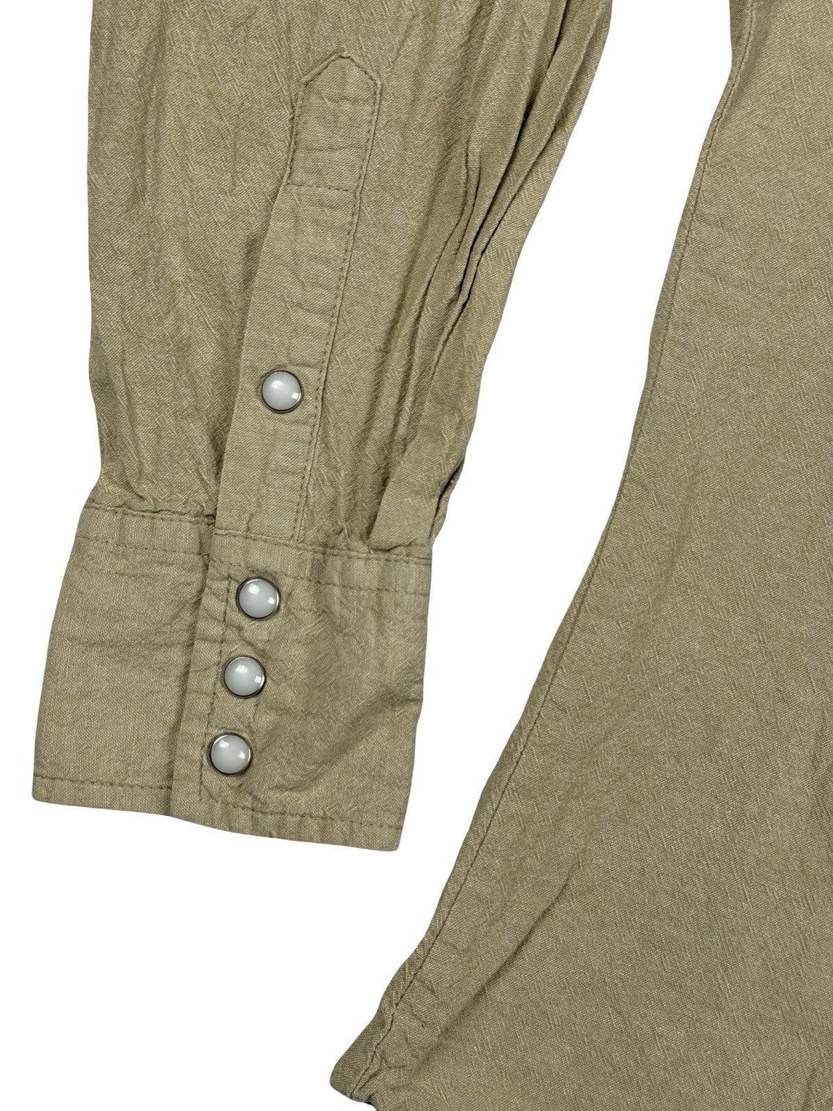 Wrangler Beige Pearl Snap Cowboy Cut Western Shirt Large