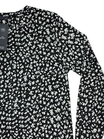 BNWT M&S Black Leopard Print Long Sleeve Polyester Top