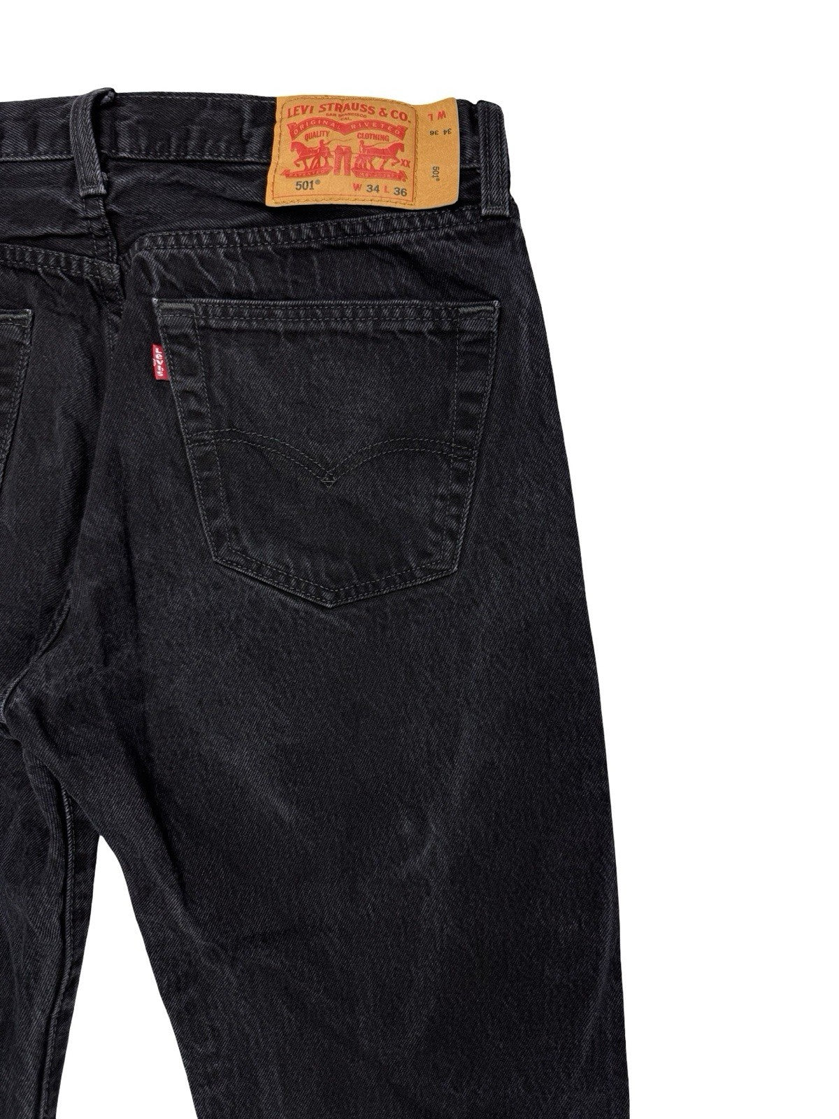 Levi's 501 Black Denim Straight Leg Jeans 34W 36L