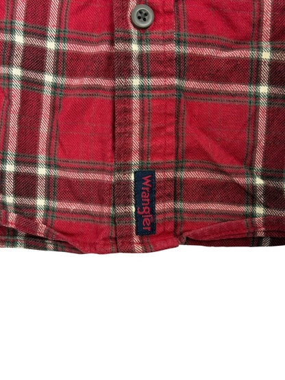 Wrangler Red Plaid Cotton Collared Shirt Large