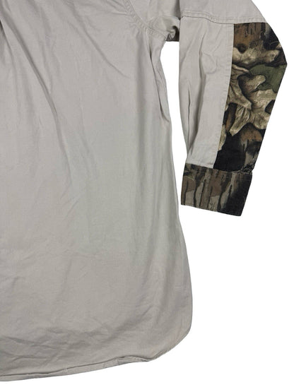 Mossy Oak Vintage Grey Camo Patch Cotton Shirt Size Large Made In USA